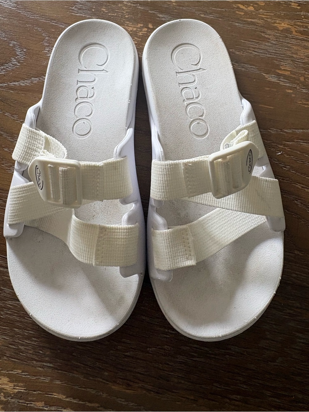 Chaco White Slide Sandals with Adjustable Straps